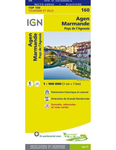 Carte Ign N° 160 Agen Marmande - Pays De L'Agenais