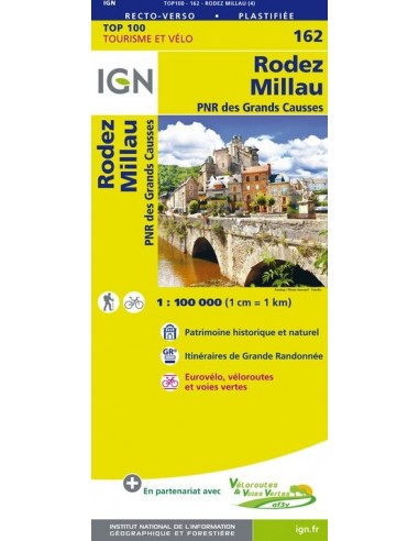 Carte Ign N° 162 Rodez Millau - Pnr Des Grands Causses