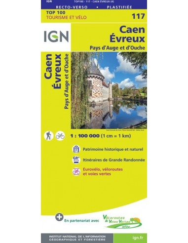 Carte Ign N° 117 Caen Evreux - Pays D'Auge Et D'Ouche