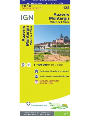 Carte Ign N° 128 Auxerre Montargis - Vallée De L'Yonne