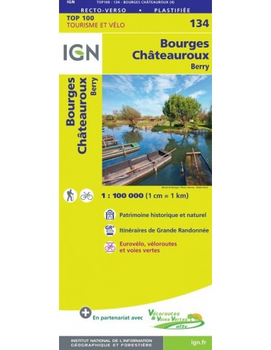 Carte Ign N° 134 Bourges Chateauroux - Berry