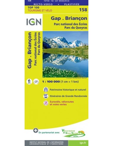 Carte Ign N° 158 Gap Briancon - Pn Des Écrins Parc Du Queyras