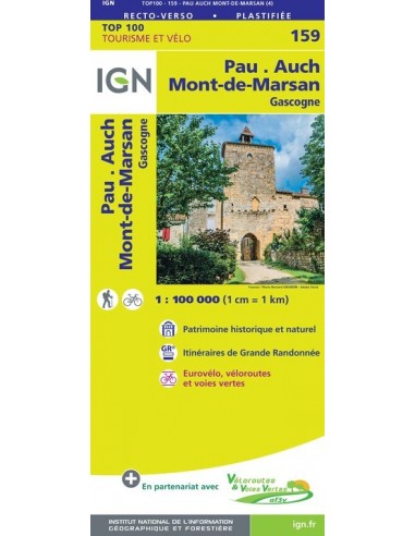 Carte Ign N° 159 Pau Auch Mont-De-Marsan - Gascogne