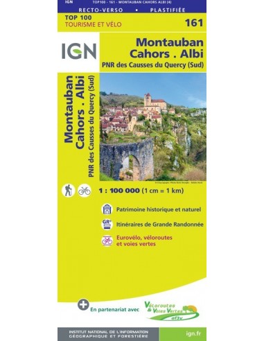 Carte Ign N° 161 Montauban Cahors Albi  - Pnr Des Causses Du Quercy (Sud)