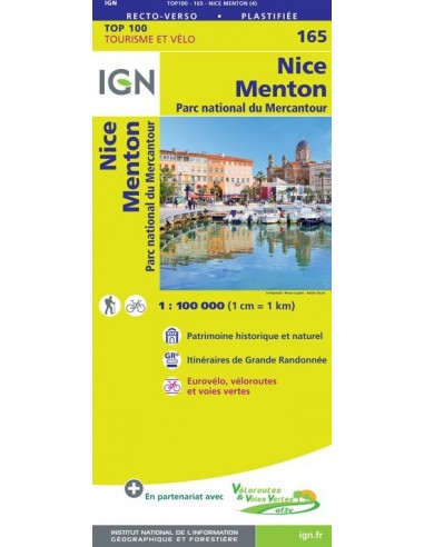 Carte Ign N° 165 Nice Menton - Parc National Du Mercantour