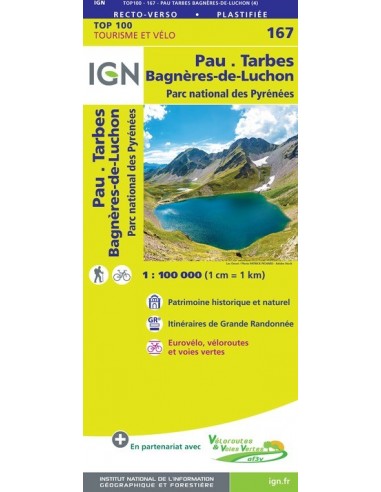 Carte Ign N° 167 Pau Tarbes Bagnères-De-Luchon - Parc National Des Pyrénées