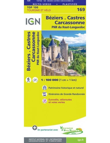 Carte Ign N° 169 Béziers Castres Carcassonne - Pnr Du Haut-Languedoc