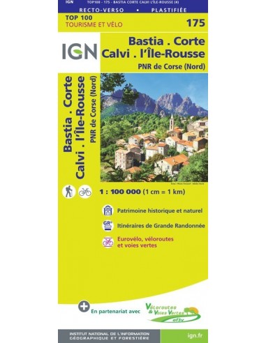 Carte Ign N° 175 Bastia Corte Calvi L'Île-Roussev4 - Pnr De Corse (Nord)
