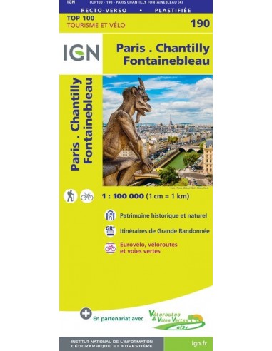 Carte Ign N° 190 Paris Chantilly Fontainebleau