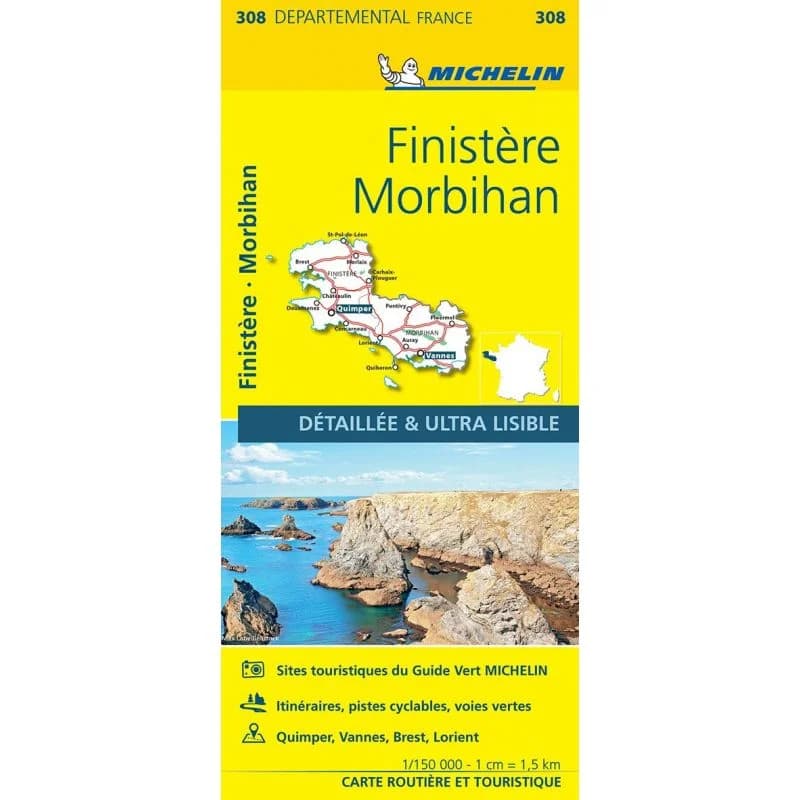 Carte Michelin 308 Finistère et Morbihan