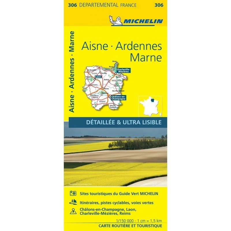 Carte Michelin 306 Aisne, Ardennes et Marne