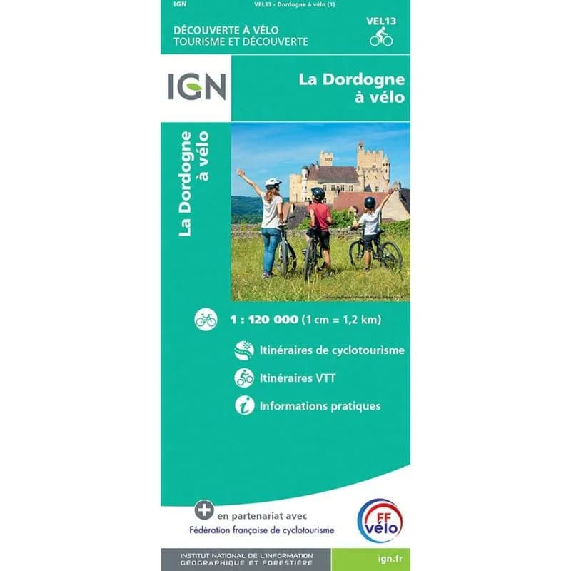 Carte IGN la Dordogne a Velo VEL13
