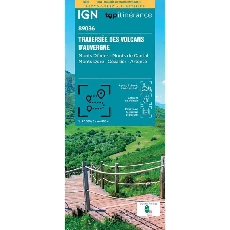 Carte IGN Traversee des Volcans d'Auvergne - Plastifiee 89036