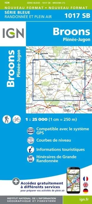 Carte Randonnée Broons / Plénée Jugon | Série Bleue IGN