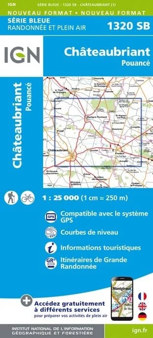 Carte Randonnée Châteaubriant / Pouance | Série Bleue IGN