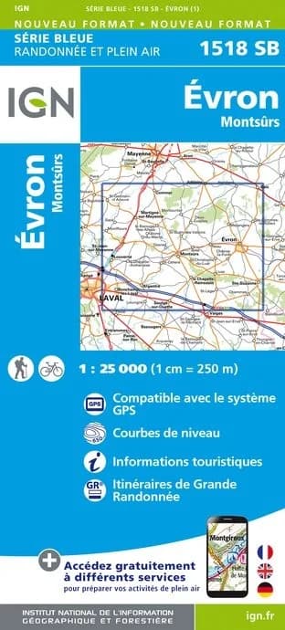 Carte Randonnée Evron / Montsûrs | Série Bleue IGN