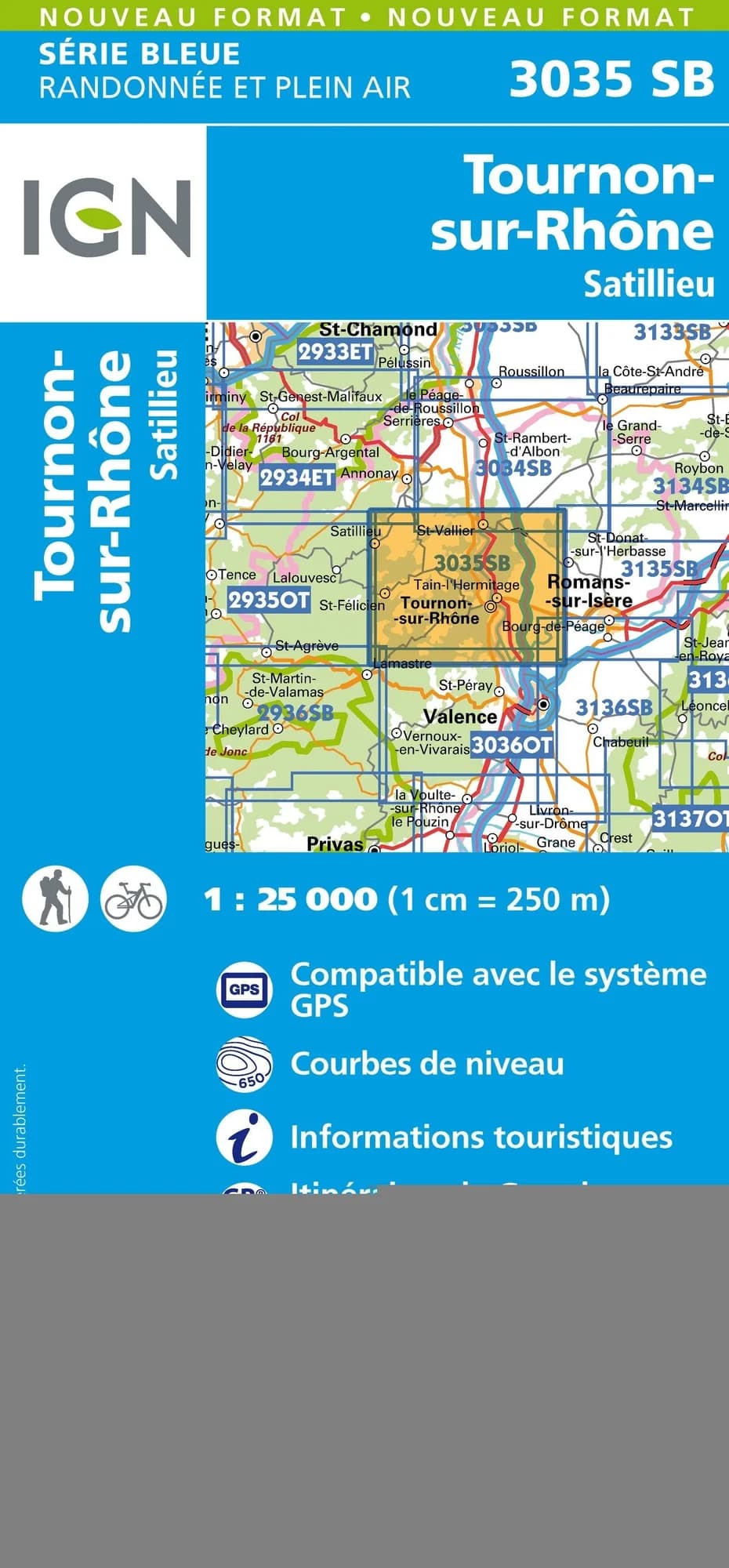 Carte Randonnée Thournon-sur-Rhône / Satillieu | Série Bleue IGN