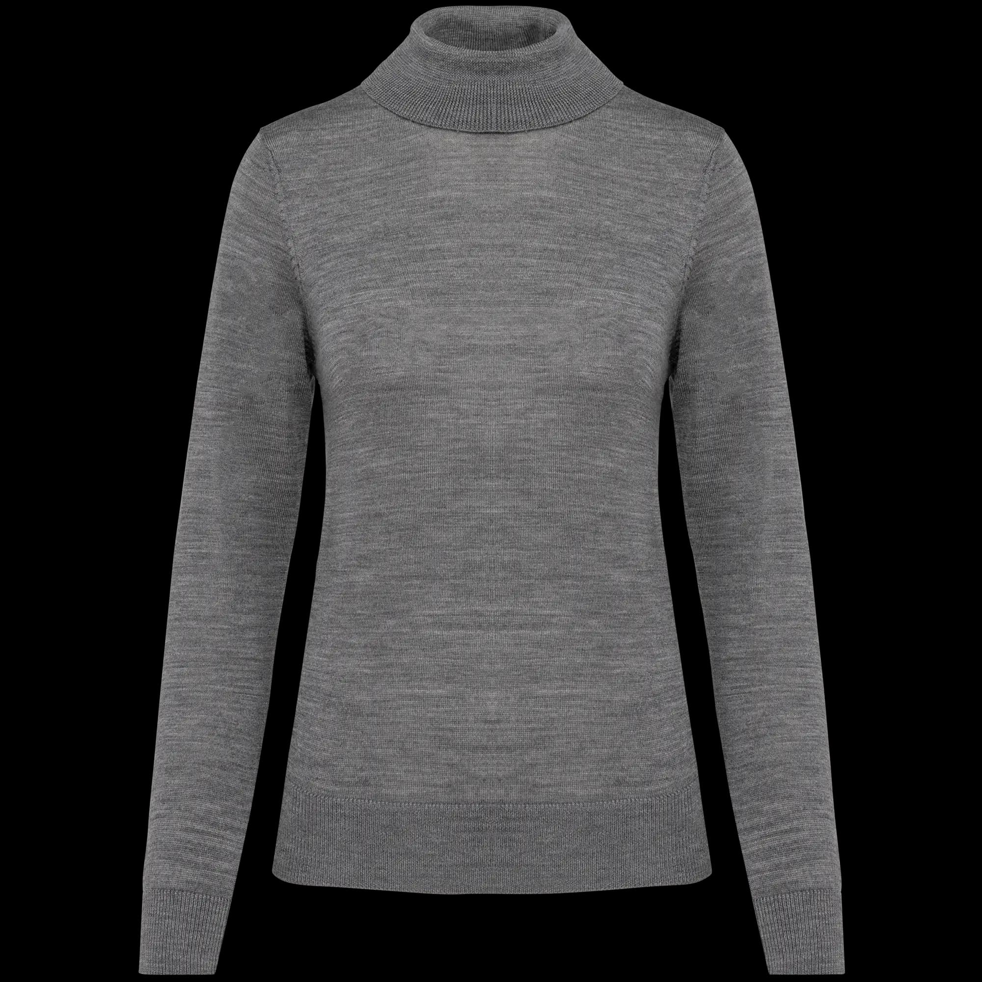 Pull Mérinos col roulé femme — Grey Heather