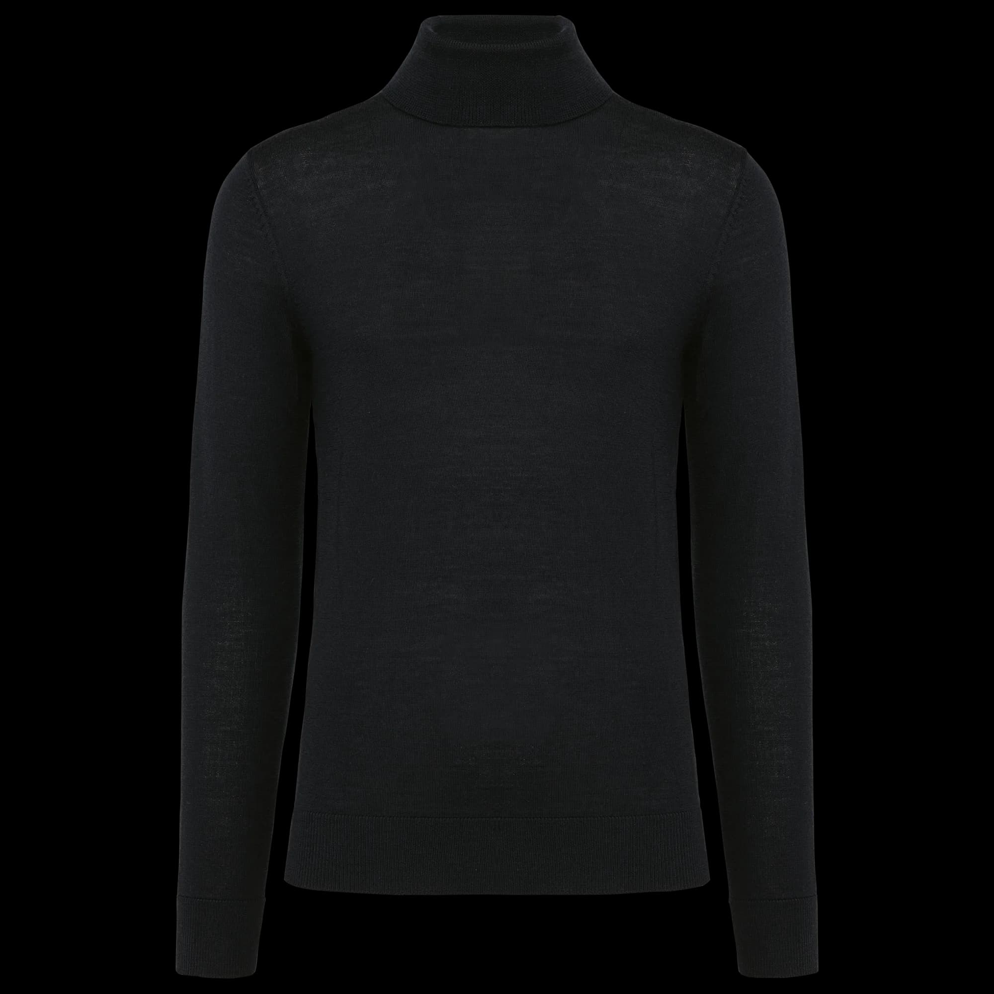 Pull Mérinos col roulé homme — Black