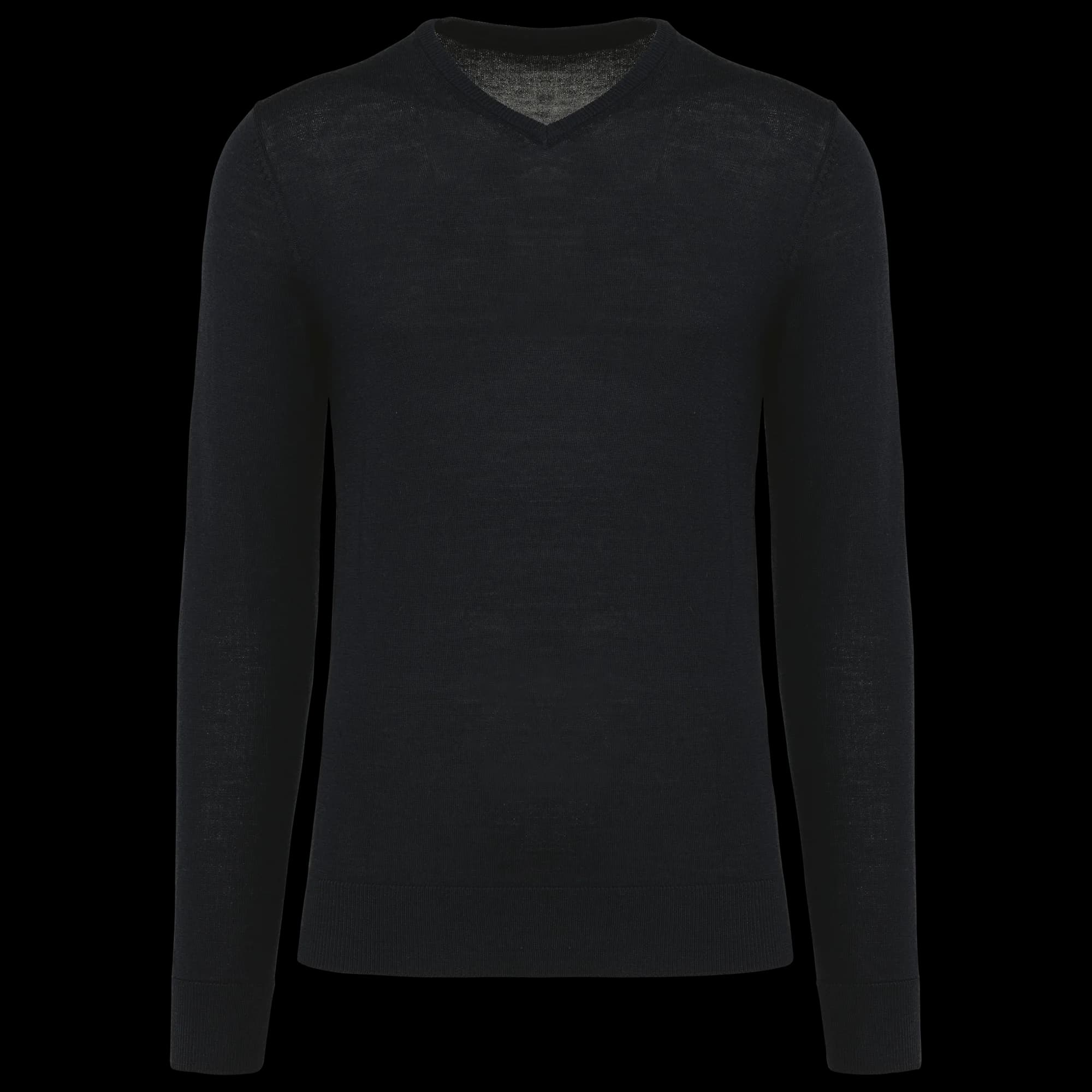 Pull Mérinos col V homme — Black