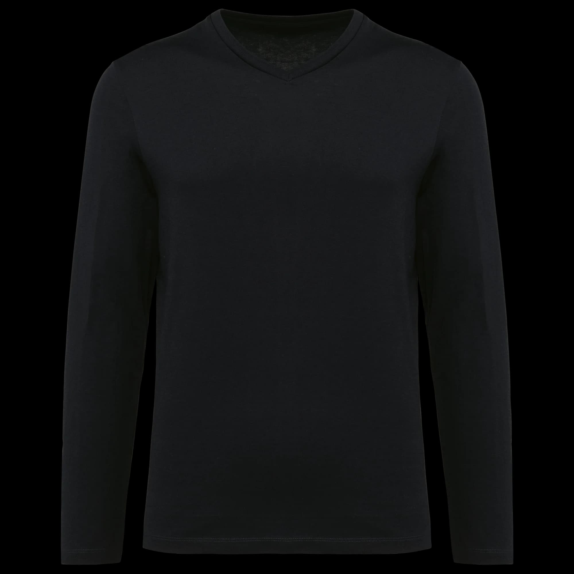 T-shirt Supima® col V manches longues homme — Black