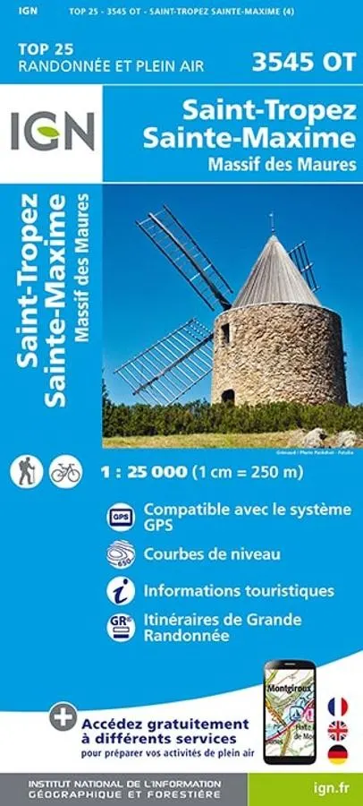Carte IGN saint tropez sainte maxime massfi des maures série Top 25 — recto