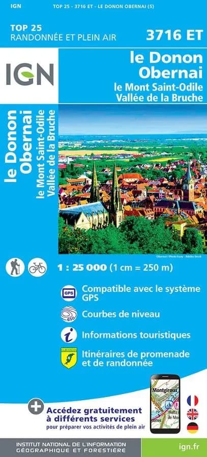 Carte IGN mont saint odile vallee de la bruche 3716ET série Top 25 — recto