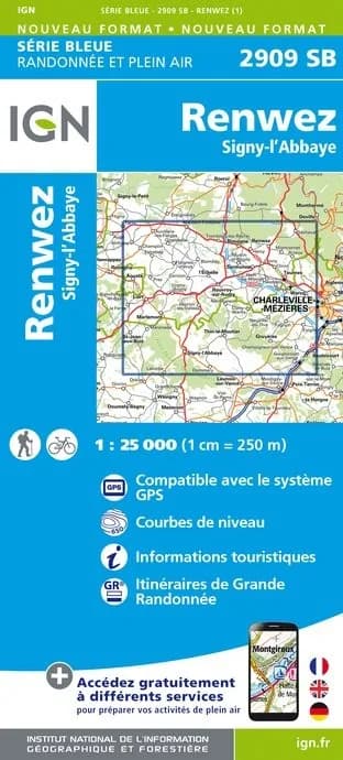 Carte randonnée Renwez / Signy l'Abbaye | série Bleue IGN — recto