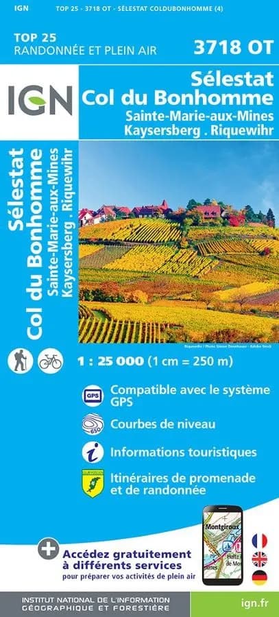 Carte IGN Sélestat Kaysersberg 3781OT série Top 25 — recto