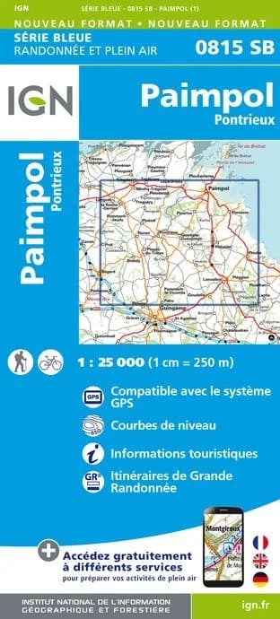 Carte randonnée Paimpol / Pontrieux | série Bleue IGN — recto