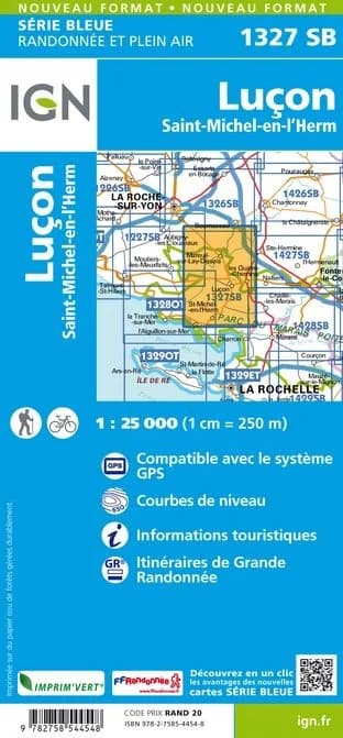 Carte randonnée Luçon/Saint-Michel-en-l'Herm | série Bleue IGN — recto