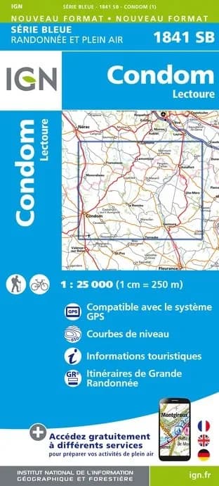 Carte randonnée Condom/Lectoure | série Bleue IGN — recto