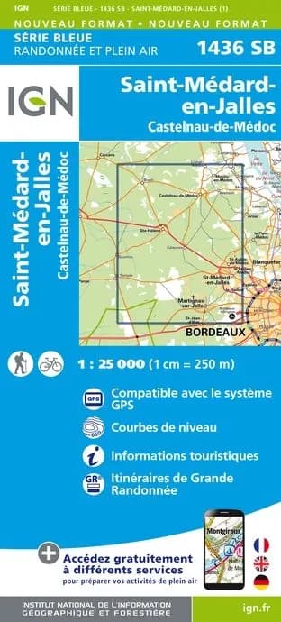 Carte randonnée Saint Médard en Jalles/Castelnau de Médoc
St-Laurent-et-Benon | série Bleue IGN — recto