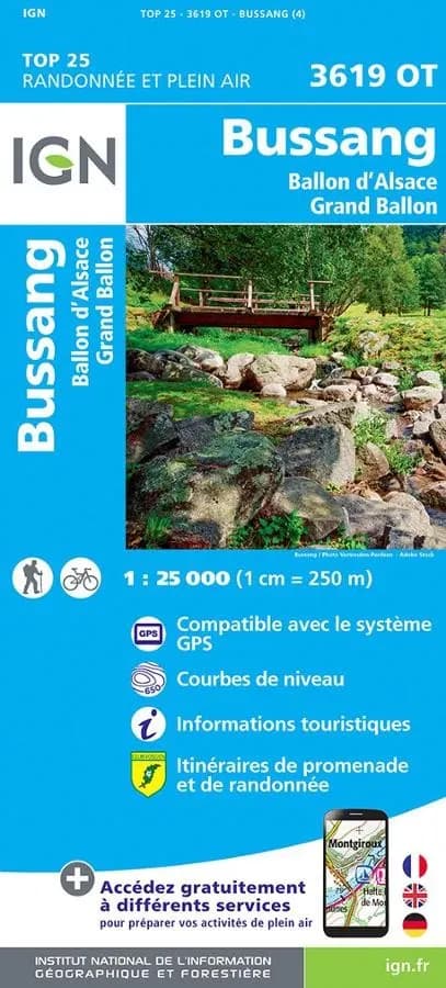 Carte IGN bussang ballon alsace le grand ballon 3619OT série Top 25 — recto