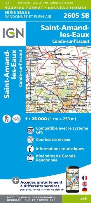 Carte randonnée Saint-Amand-les-Eaux.Condé-sur-l'Escaut | série Bleue IGN — recto