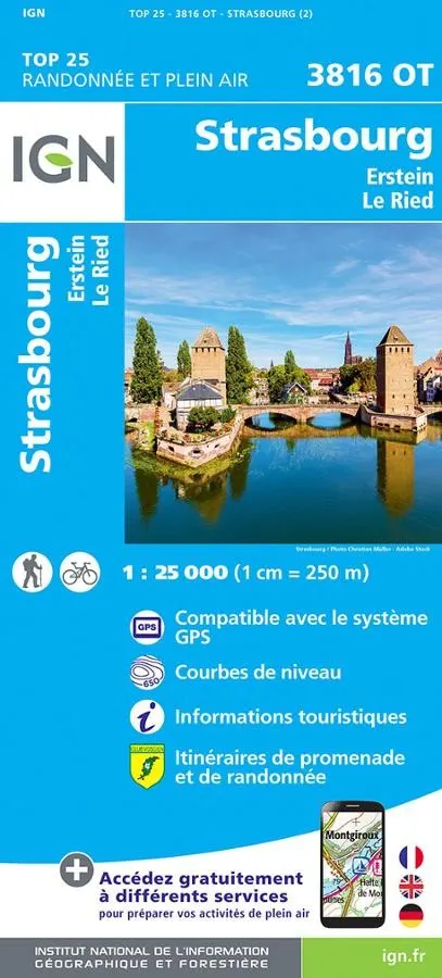Carte IGN strasbourg 3816OT série Top 25 — recto