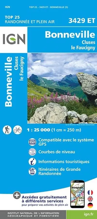 Carte IGN bonneville cluses le faucigny 3429ET série Top 25 — recto