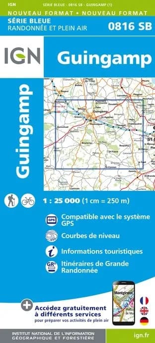 Carte randonnée Guingamp | série Bleue IGN — recto