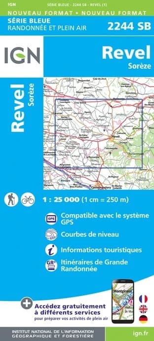 Carte randonnée Revel/Soreze | série Bleue IGN — recto