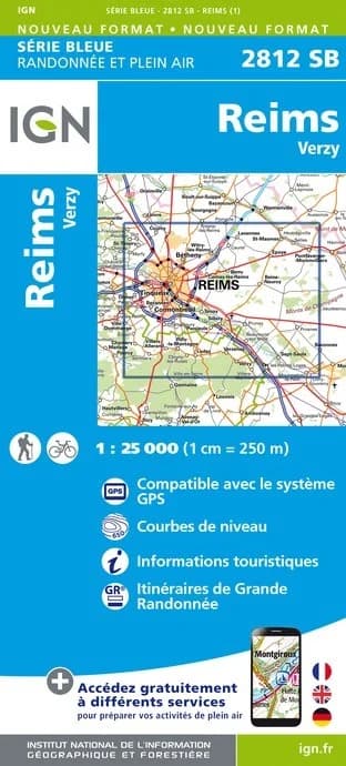 Carte randonnée Reims.Verzy | série Bleue IGN — recto
