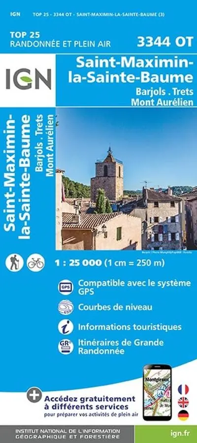 Carte IGN saint maximin la sainte baume barjols trets mont aurelien 3344OT série Top 25 — recto