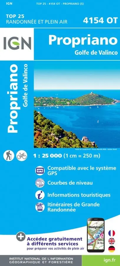 Carte IGN proprianao goflde de valinco 4154OT série Top 25 — recto