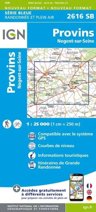 Carte randonnée Provins/Nogent sur Seine | série Bleue IGN — recto