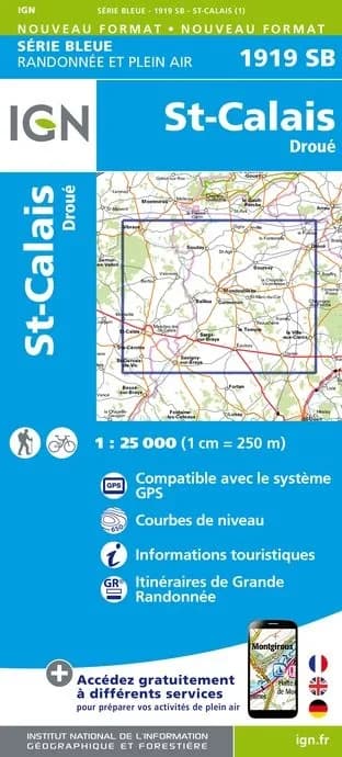 Carte randonnée Saint Calais/Droué | série Bleue IGN — recto