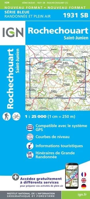 Carte randonnée Rochechouart/St-Junien | série Bleue IGN — recto