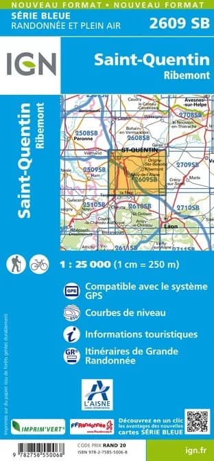Carte randonnée Saint-Quentin | série Bleue IGN — recto