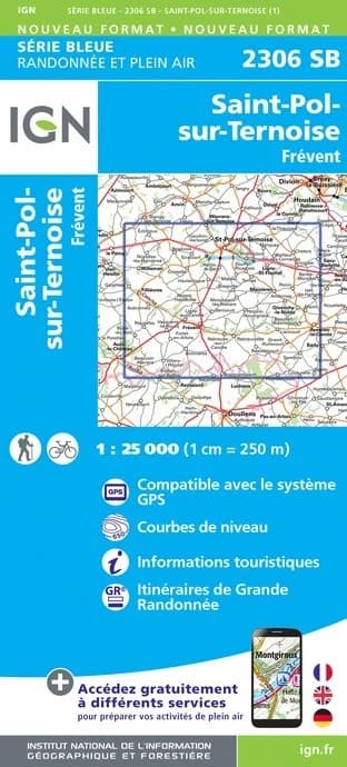 Carte randonnée Saint-Pol-sur-Ternoise.Saint-Michel-sur-Ternoise | série Bleue IGN — recto