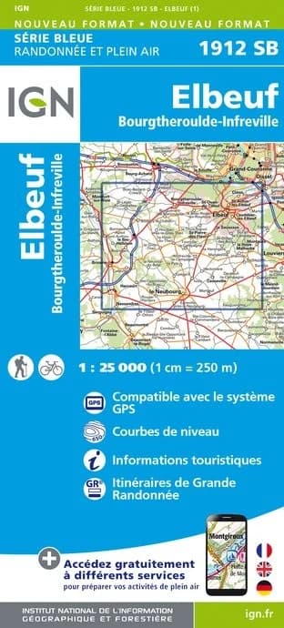 Carte randonnée Elbeuf/Bourgtheroulde Infreville | série Bleue IGN — recto