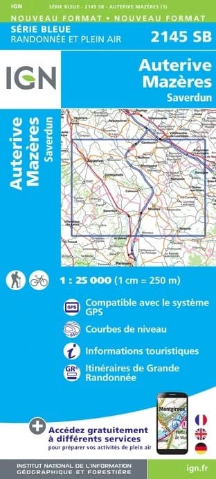Carte randonnée Auterive/Saverdun/Mazères | série Bleue IGN — recto