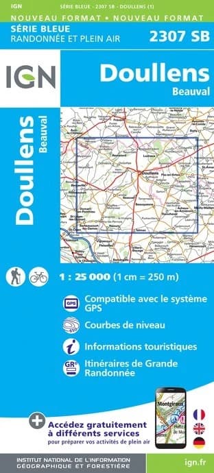 Carte randonnée Doullens.Beauval | série Bleue IGN — recto